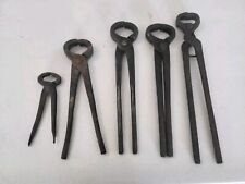 Lot of 5 Vintage Farrier Blacksmith Tool Nippers Tongs  picture