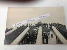 WW2 HMS Duke of York Photo Foredeck Crew Assembled and Band Playing RN Off Photo picture