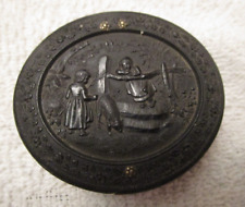 SMALL OVAL TINTYPE/DAGUERREOTYPE CASE - Children Playing - 1857 picture