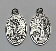 Saint St. Michael the Archangel & Guardian Angel Double Sided Medal Pendant picture
