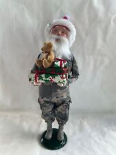 Byers Choice Caroler Rare Santa  in Force Fatigues w/ Gifts & Bear Signed Joyce picture