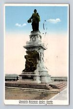 Quebec Quebec-Canada, Monument Champlain, Antique Vintage Souvenir Postcard picture