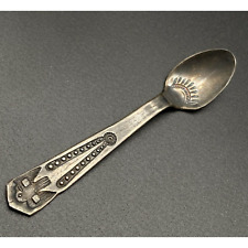 Vintage Navajo Native Thunderbird Hand Stamped Silver Small Spoon picture