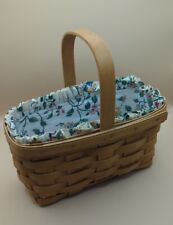 Longaberger Basket Handwoven Rectangle 9 X 5 Fixed Handle Liner Signed 1999 picture