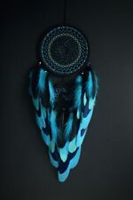 Handmade Large Black Blue Dream Catcher with glass bead spiral is perfect picture
