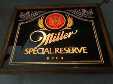 1982 Miller special reserve Light up Glass Wood Beer Sign 21.5 X 17 picture