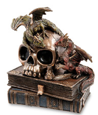Dragons Skull Statue Books Polystone Vintage 2015 China Bronze Rare Decor Nice picture
