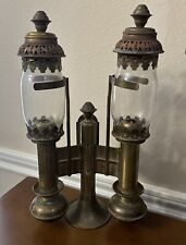 VTG DODGE CITY wall SconceCandle holder lantern Ship lamp double arm glass shade picture