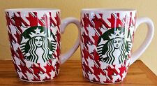 Set Of 2 Starbucks Red Houndstooth Holiday 10oz Coffee Mugs 2017 picture