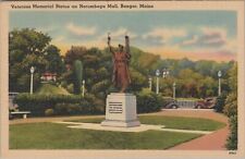 Veterans Memorial Statue On Norumbega Mall Bangor Maine Linen Vintage Post Card picture