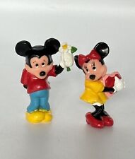 Vtg 80s Walt Disney Productions Minnie & Mickey Mouse 2” Figures Heart Flowers picture
