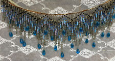Antique Rare French Glass Beaded Lampshade Lamp  Fringe Trim Tubes - 48 inch picture