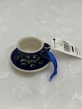 Andar Ceramics Unikat Polish Pottery Cup And Saucer Peacock Pattern Ornament picture