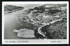 WA Gig Harbor RPPC 1950's AERIAL VIEW of HARBOR & TOWN Pierce Co. by Smith A-11 picture