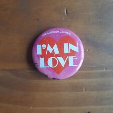 Vtg I'm in Love Hallmark Cards Pin Pinback Button 1976 Pink Heart Valentine's picture