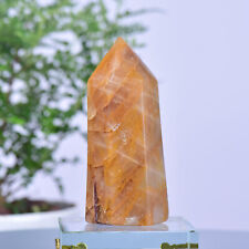 0.88LB Natural yellow gum flower obelisk tower quartz crystal point healing picture