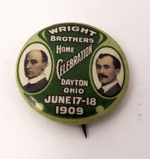Rare 1909 Wright Brothers Home Celebration Dayton Ohio Pinback picture