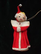 Vintage Christmas Tree Ornament Figure Nylon Head Caroler Chenille Felt Japan picture