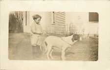 1913 Animal RPPC; Little Boy & Hound Dog on Leash, Posted Olney IL picture