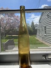 Large Vintage Yellow Hocking Wine Bottle Early Antique Rare Color picture
