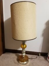 Vintage Retro Leviton Amber Glass W / Silver 1960's Lamp and Shade picture