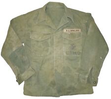 Original Late 1950's Field Camouflaged USMC Marine Corps NAMED HBT Uniform Shirt picture