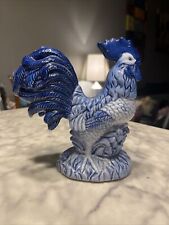 Vintage 2002 Blue Sky Blue & White Rooster Figurine Rare Collectible BVB3015262 picture