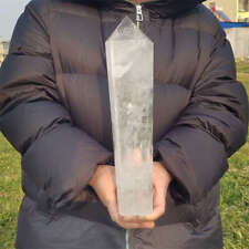 4.8lb Natural White Clear Quartz Obelisk Energy Cystal Point Wand Tower Reiki  picture