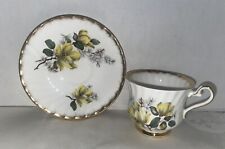 Vintage Royal Ardalt Bone China Yellow Flowers Tea Cup & Saucer W/Gold Trim picture