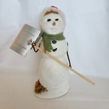 Byers Choice Snowman with shovel red Hat green Scarf Caroler Christmas Winter  picture