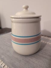 Vintage McCoy Pottery Pink & Blue Stripes Canister w/ Lid 135 8.5