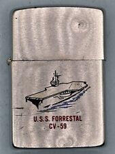Vintage 1994 USS Forrestal CV-59 Chrome Zippo Lighter picture