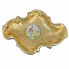 Vintage 22K Gold Hand Painted Porcelain Trinket Tray Dish Osborn China picture