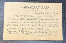 ORIGINAL WWI U.S. ARMY TEMPORARY PASS CAMP EAGLE PASS TEXAS SEPTEMBER 12, 1919 picture