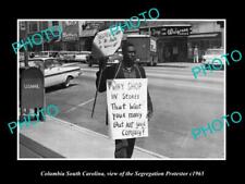 OLD LARGE HISTORIC PHOTO COLUMBIA SOUTH CAROLINA SEGREGATION PROTESTOR c1965 picture