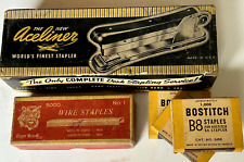Vint Stationary ACELINER Stapler #402, TIGER BRAND Staples & BOSTICH Orig Boxes picture