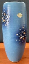 Vintage BLUE IKEBANA mcm Japanese pottery art vase gold atomic Mid Century Style picture