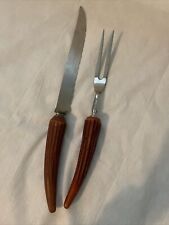 Vintage Wavecrest Carving Knife & Fork Set Faux Antler Handle Sheffield England picture