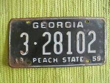 1959 Georgia License Plate GA 59 Peach State Tag 3-28102 picture