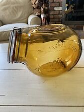 Rare Amber Glass Cookie Jar The General Store Marysville KS 1882 Vntg picture