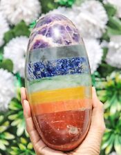 Large 210MM Seven Chakra Stone Hand Made Crystal Healing Metaphysical Lingam picture