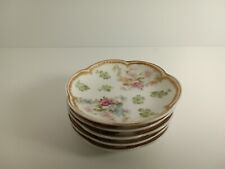Vintage Haviland 5 Butter Pats Blue And Pink Florals With Gilt Trim picture