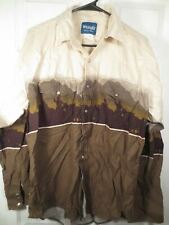 Vintage WRANGLER Western Cowboy Pearl Snap Button Horse Print L/S Shirt Size L  picture