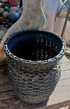 *AWESOME EARLY 1900s NATIVE AMERICAN STORAGE SPLINT  BASKET BLACK  RARE  NICE* picture