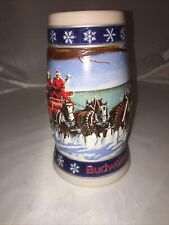 Vintage 1995 Budweiser Holiday Stein LIGHTING THE WAY HOME (Beer Mug) VG  picture