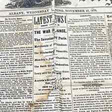 1870 The Argus Newspaper November 23 Albany NY FRENCH REVOLUTION TE2 picture
