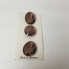 Set of 3 Vtg FIRST IN FASHIONS Copper Tone Metal Shank Buttons on Card picture