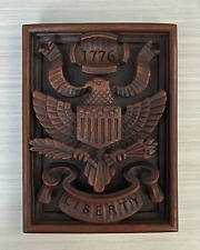 Old Vintage Wood Carved 1776 LIBERTY Wall Hanging 8.25 x 6.25 Inches picture