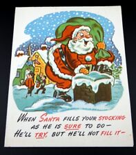 Vintage 1948 Christmas When Santa Fills Your Stocking Card A Novo Laugh - Unused picture