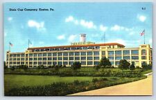 Postcard PA Easton View Dixie Cup Manufacturing Company Flags Linen Vintage F6 picture